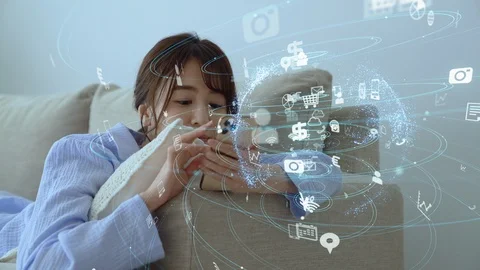 Communication network concept. IoT (Internet of Things). Video stock 124726783