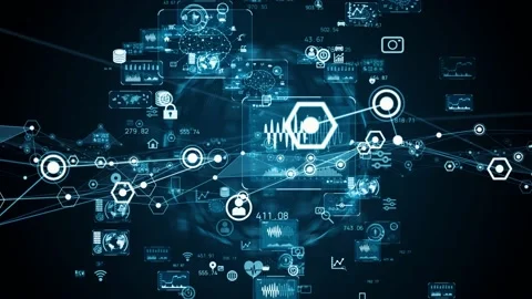 Communication network concept. IoT (Internet of Things). Telecommunication. Stock Footage 139456762