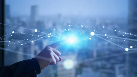 Communication network concept. IoT (Internet of Things). Telecommunication. Stock Footage 148594498