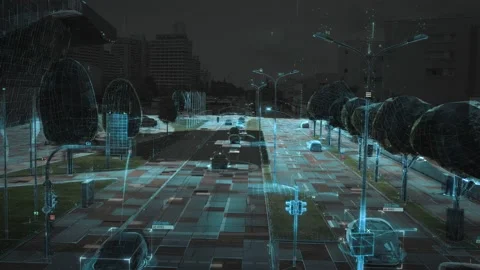Communication network concept in smart city. Artificial Intelligence technology Stock Footage 166851717