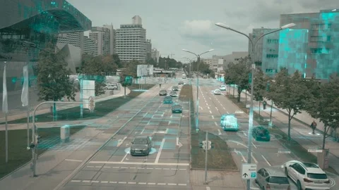 Communication network concept in smart city. Artificial Intelligence technology Stock Footage 166851722