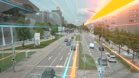 Communication network concept in smart city. Artificial Intelligence, 5g Stock Footage 231431937