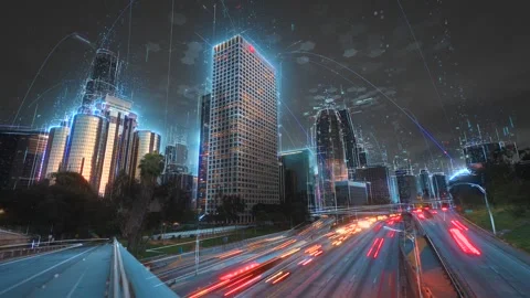 Communication network concept in smart city. Artificial Intelligence, 5g Stock Footage 302206859
