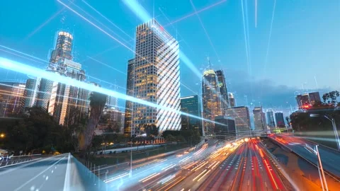 Communication network concept in smart city. Artificial Intelligence, 5g Stock Footage 304437652