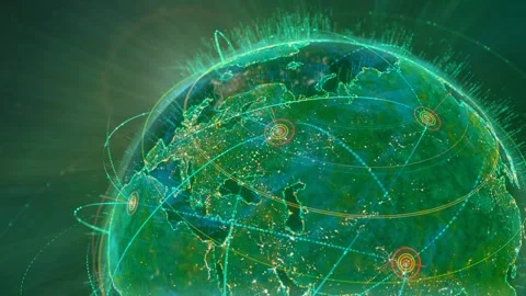 Communication network connects different dots in the world Stock Footage 261851642