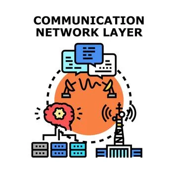 Communication network layer concept connecting global data Stock Illustration