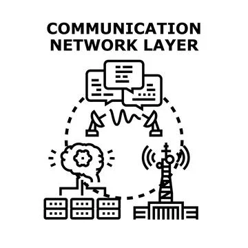 Communication network layer concept connecting global data Stock Illustration