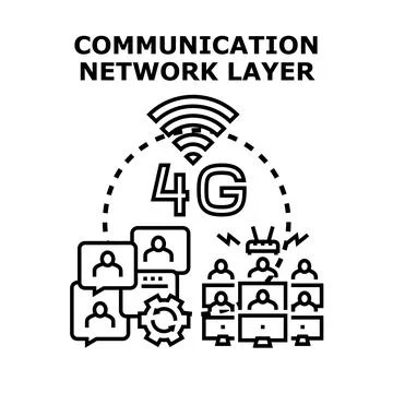 Communication network layer connecting people wirelessly イラスト素材