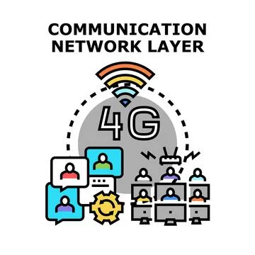 Communication network layer connecting people wirelessly Stock Illustration