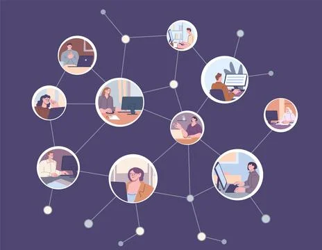 Communication network. People working collaboration, international or worldwide イラスト素材