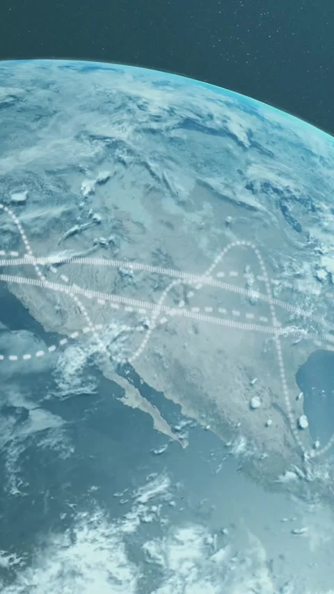 Communication network processing data over planet earth Stock Footage 321382175