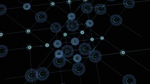 Communication Network Technology City Digital Data information Business G Black Stock Footage 142711185