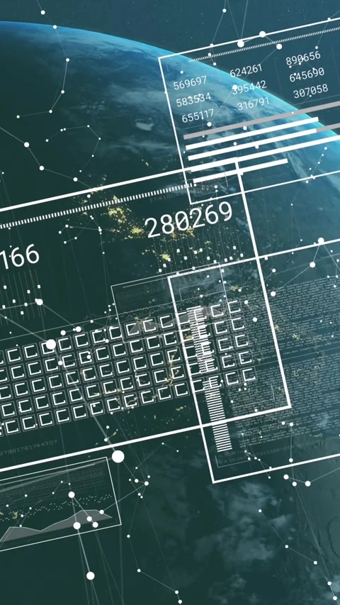 Communication networks and processing data over planet earth in space Stock Footage 321382177