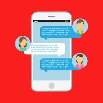  Communication online chat. Web notification messenger mobile speech isola... Foto stock