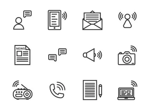 Communication outline icon set Illustrazione stock