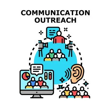 Communication outreach strategy broadcasting information to diverse audience Stock Illustration