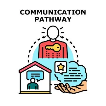 Communication pathway conveying message exchange and information sharing Stock Illustration