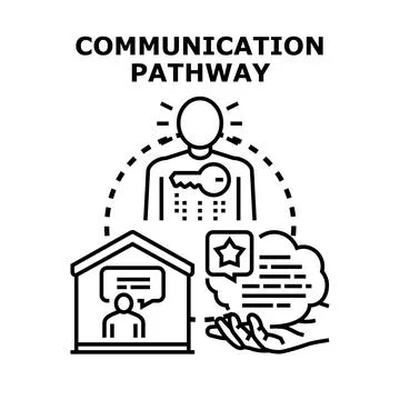 Communication pathway conveying message exchange and information sharing Stock Illustration
