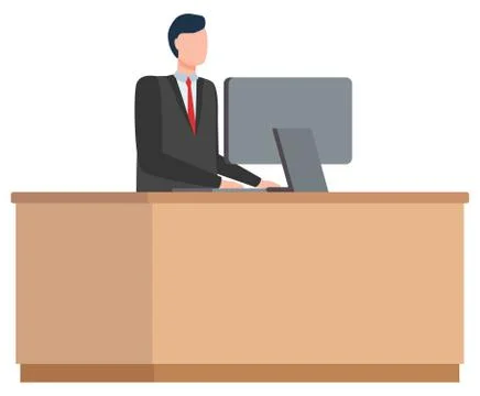 Communication with Pc, Worldwide Logistics Vector Illustrazione stock