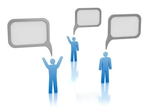Communication - people with bubbles isolated on white Stock-Illustration