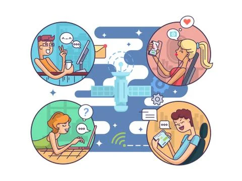 Communication people at distance Stock Illustration