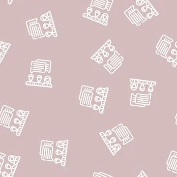 Communication people line vector seamless pattern Stock Illustration