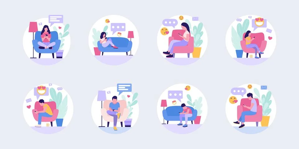 Communication by phone Stock Illustration