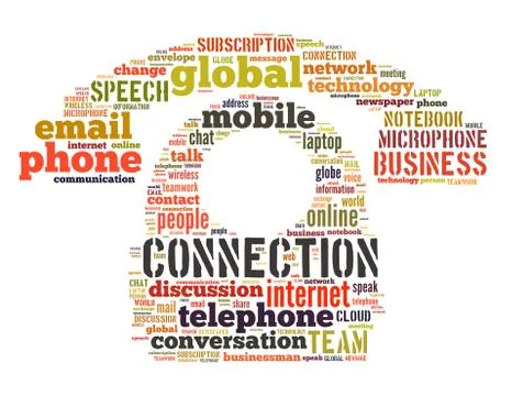 Communication phone, word cloud concept Stock Illustration