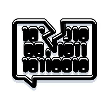 Communication problem with broken speech bubble technology glitch Stock Illustration