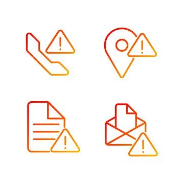 Communication problems pixel perfect gradient linear vector icons set Stock Illustration