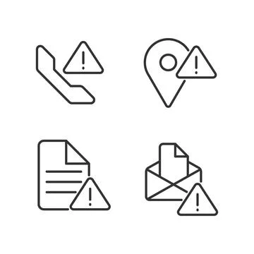 Communication problems pixel perfect linear icons set Illustrazione stock