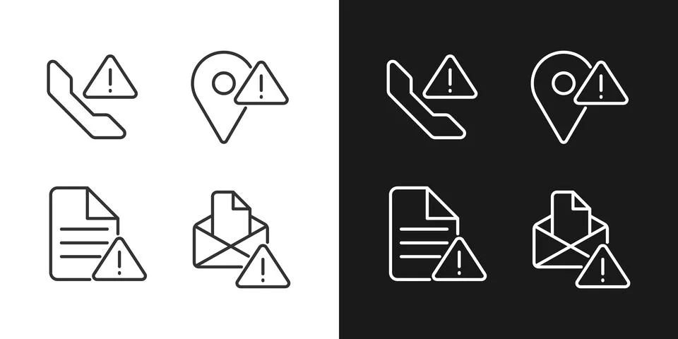 Communication problems pixel perfect linear icons set for dark, light mode Illustrazione stock