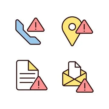 Communication problems pixel perfect RGB color icons set Stock Illustration