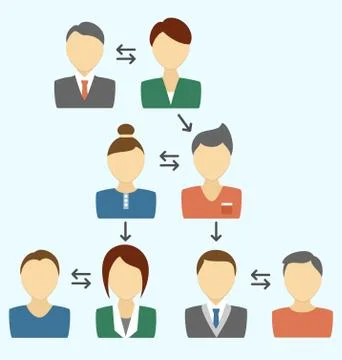 Communication process with avatars isolated on blue Illustrazione stock