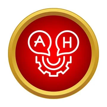 Communication process icon with speech bubbles and gear Stock Illustration