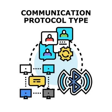 Communication protocol type connecting global digital network Illustrazione stock