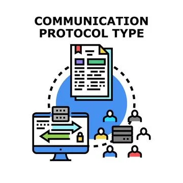 Communication protocol type establishing network data exchange イラスト素材