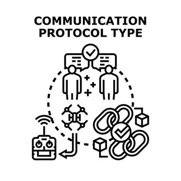 Communication protocol type establishing secure network connection Stock Illustration