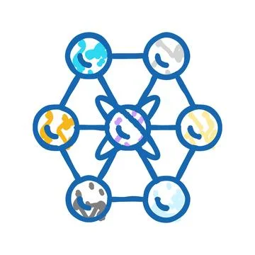 Communication quantum technology icon doodle illustration Stock Illustration