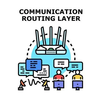 Communication routing layer concept for digital network Stock Illustration