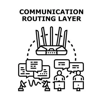 Communication routing layer concept for digital network Stock Illustration