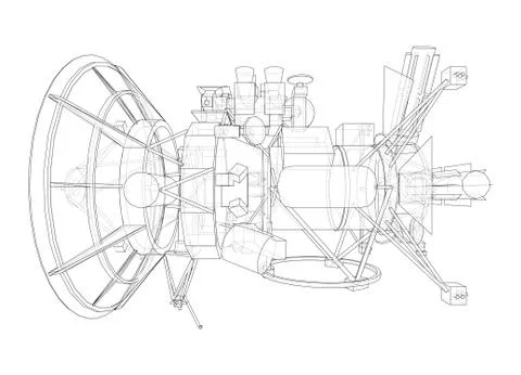 Communication satellite concept outline. Vector Stock Illustration