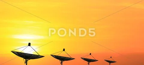 Communication satellite dishes Stock Photos