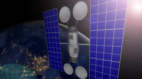Communication Satellite fly in space Stock Footage 36344259