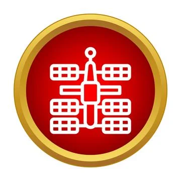 Communication satellite icon on red and gold button Stock Illustration