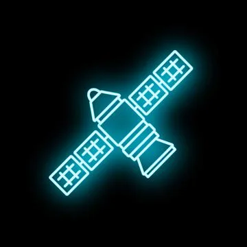 Communication satellite neon glowing light icon concept Stock Illustration