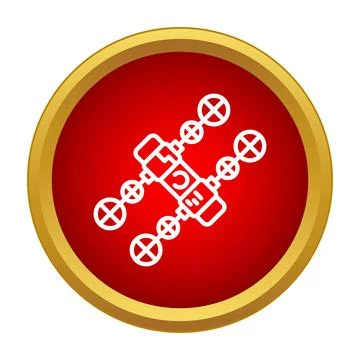 Communication satellite orbiting earth line icon concept Stock Illustration
