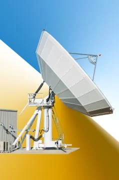 Communication via satellites. Stock-Fotos