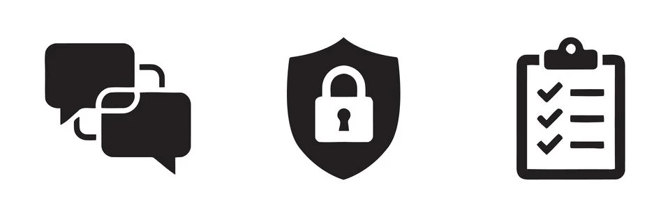 Communication, Security, and Task Management Icons Stock Illustration