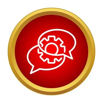 Communication setting icon showing speech bubbles and gear Stock Illustration